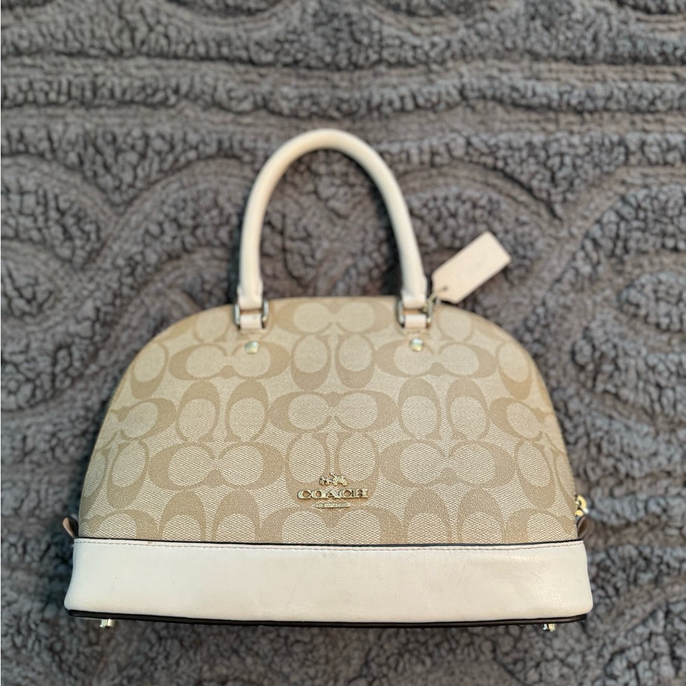 Cream and Light Khaki COACH Handbag